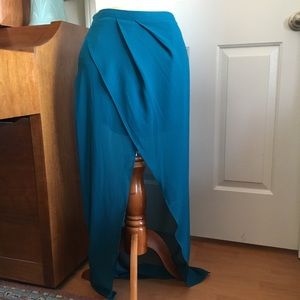 Teal High-Low Sheer Skirt/Skort